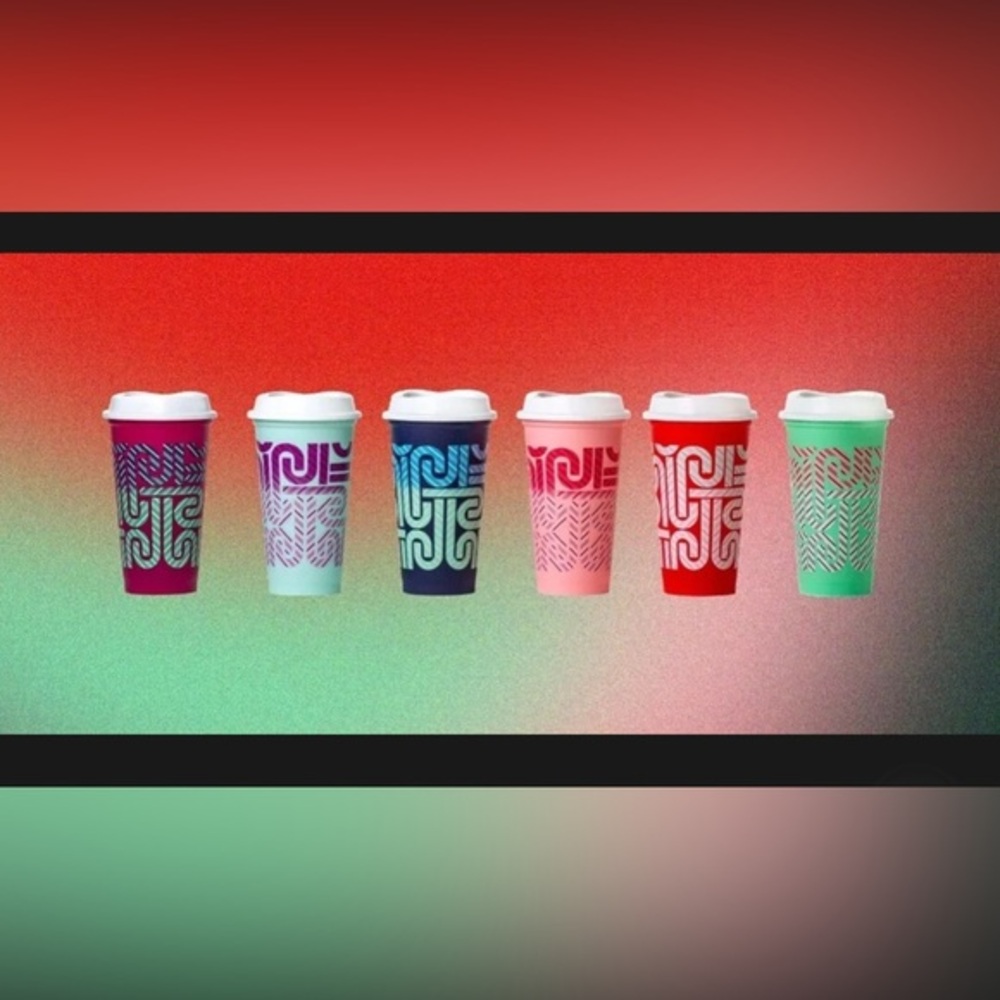 Starbucks Candy Cane Color Changing Reusable Cups with Lids